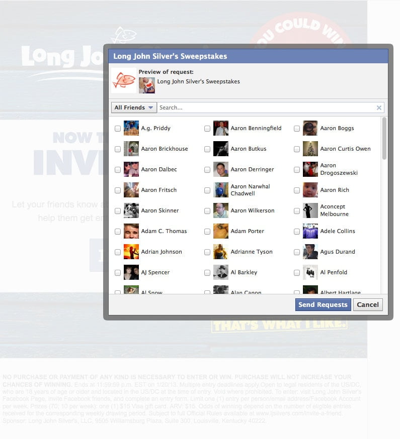 Long John Silver's Facebook Contest