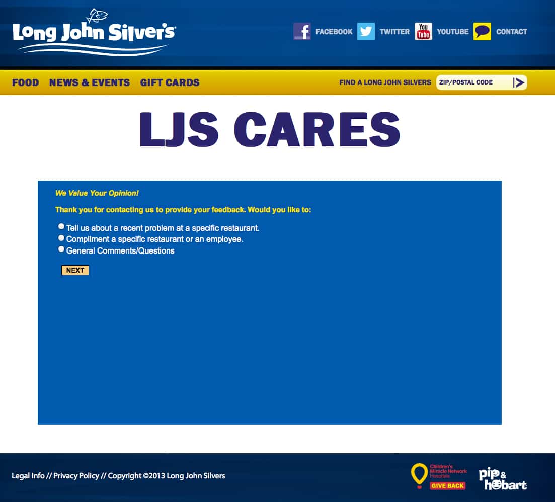long john silver's website