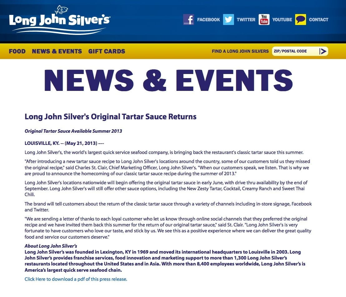long john silver's website