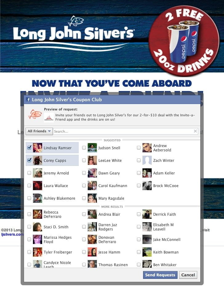 Long John Silver's Invite-A-Friend Promotion