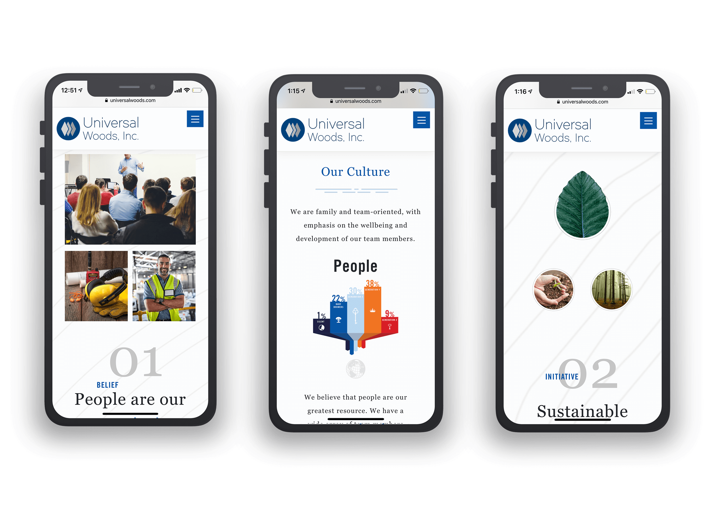 Universal Woods - Mobile Mockups
