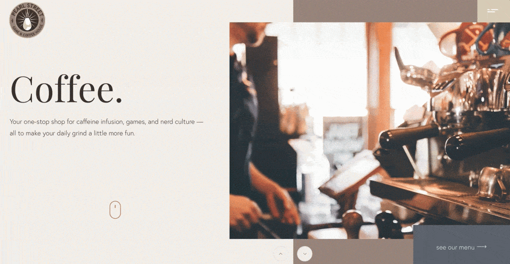 Pearl Street Game & Coffee House - Menu Animation