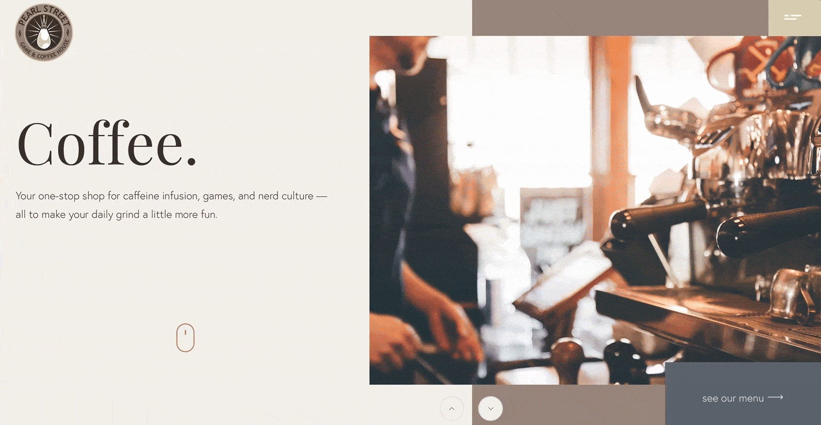 Pearl Street Game & Coffee House - Menu Animation