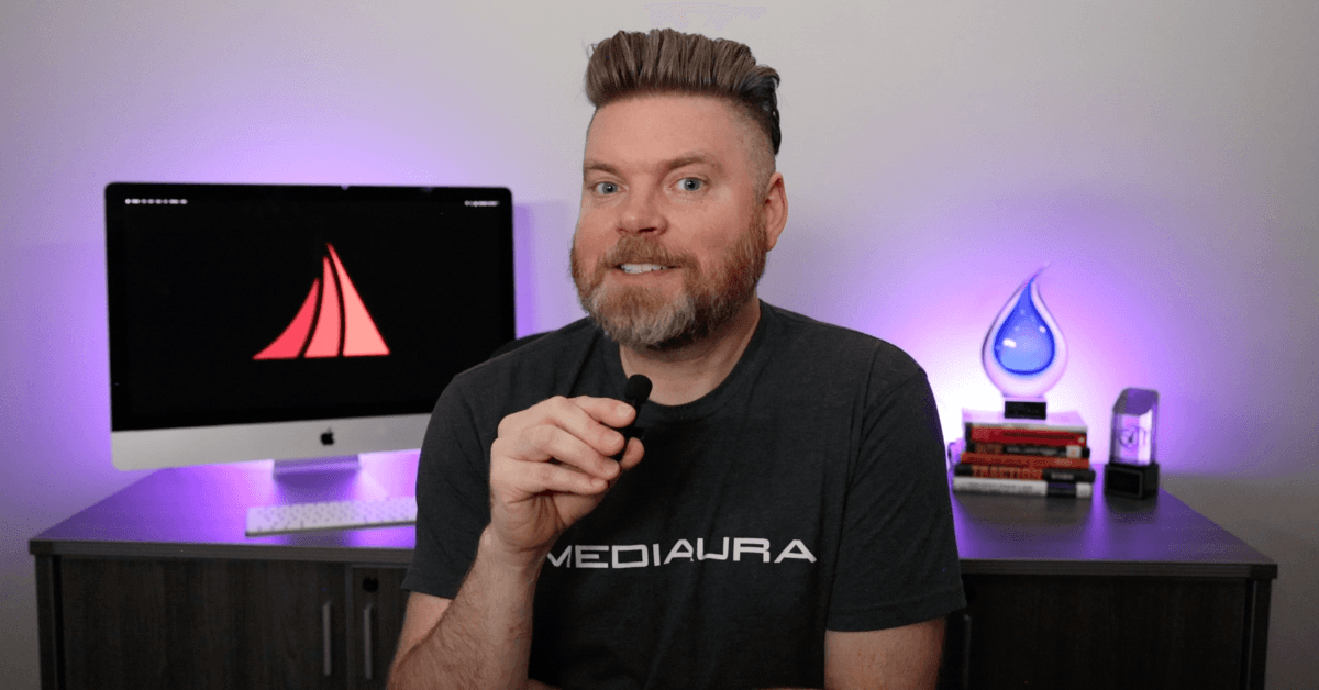 Andrew Aebersold, CEO of Mediaura, looks to camera as he explains why a small business needs a website.